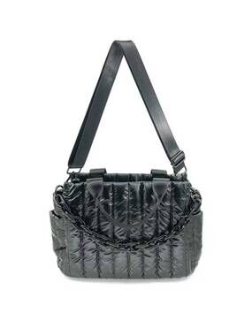 NEW BC HANDBAGS puffer tote bag with chain in black
